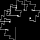 A white squiggle on a black background