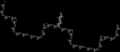 A sig-zag line that looks like two steps going down, flat floor, two steps going up, and the same pattern again mirrored vertically